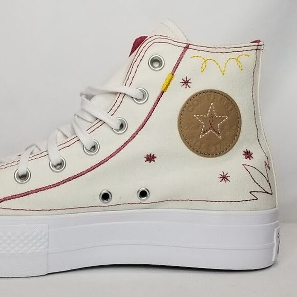 Converse Women's CTAS Lift Platform Western Stitch Size 9 Yellow A13395C NWT - Picture 4 of 8